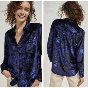 ANTHROPOLOGIE x PILCRO Mara Relaxed Buttondown Shirt Blue Sz 4 $98 {3M18}